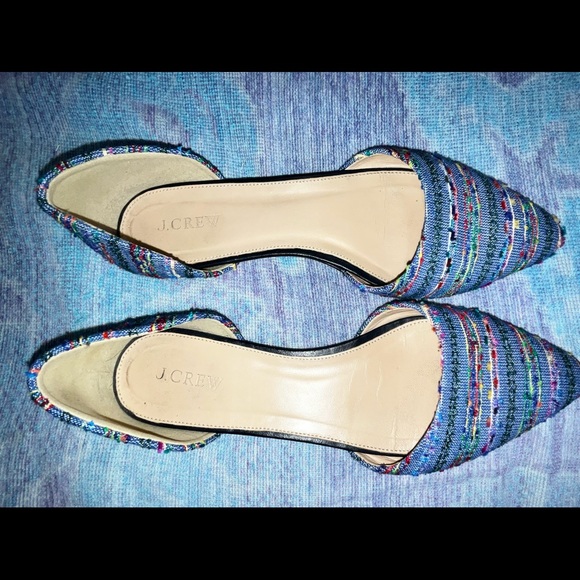 J. Crew | Colorful Tweed D’orsay Style Pointed Flats - Picture 2 of 5
